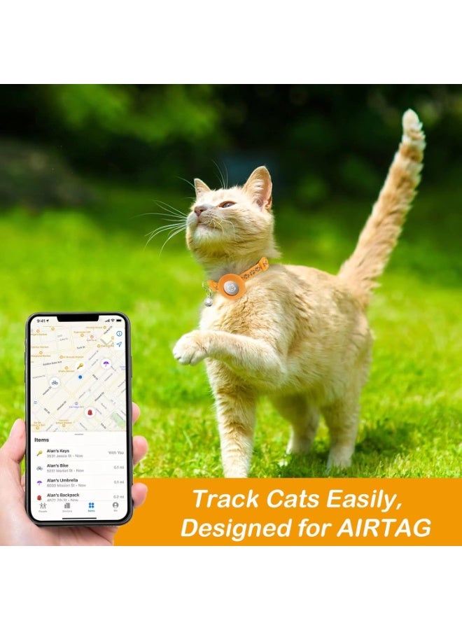 2Pack Airtag Cat Collar Breakaway مع الجرس,طوق القط العاكس مع حامل طوق Apple Airtag Cat,قابل للتعديل 7-12 بوصة,قفل السلامة للقطط الفتاة الصبي,إمدادات الحيوانات الأليفة,الإكسسوارات,الهدايا (البرتقالي) - Image 5